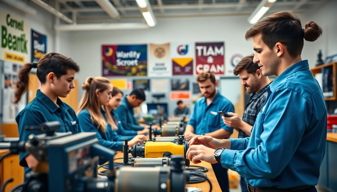 Engaged students in a Tennessee trade school demonstrating hands-on training in a modern setting.
