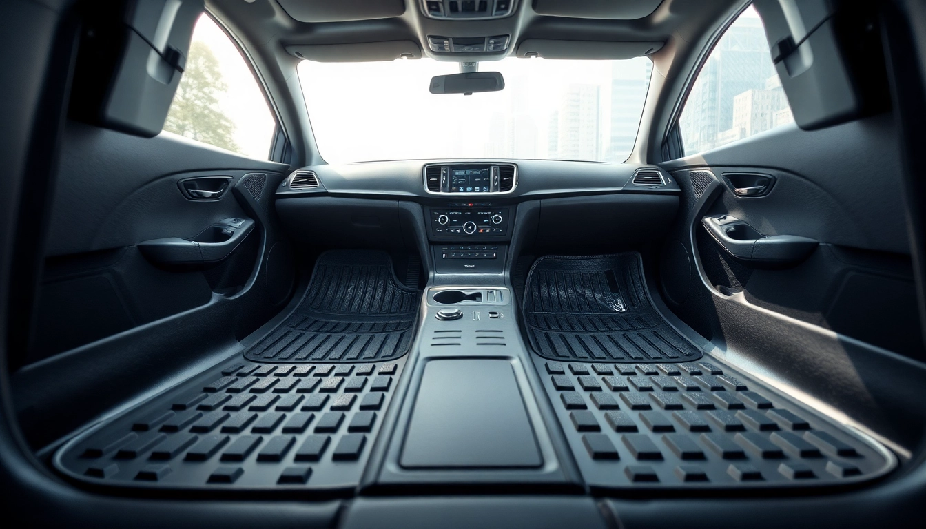 Auto fußmatten gummi in einem modernen Fahrzeuginterieur mit hochwertigen Designs.