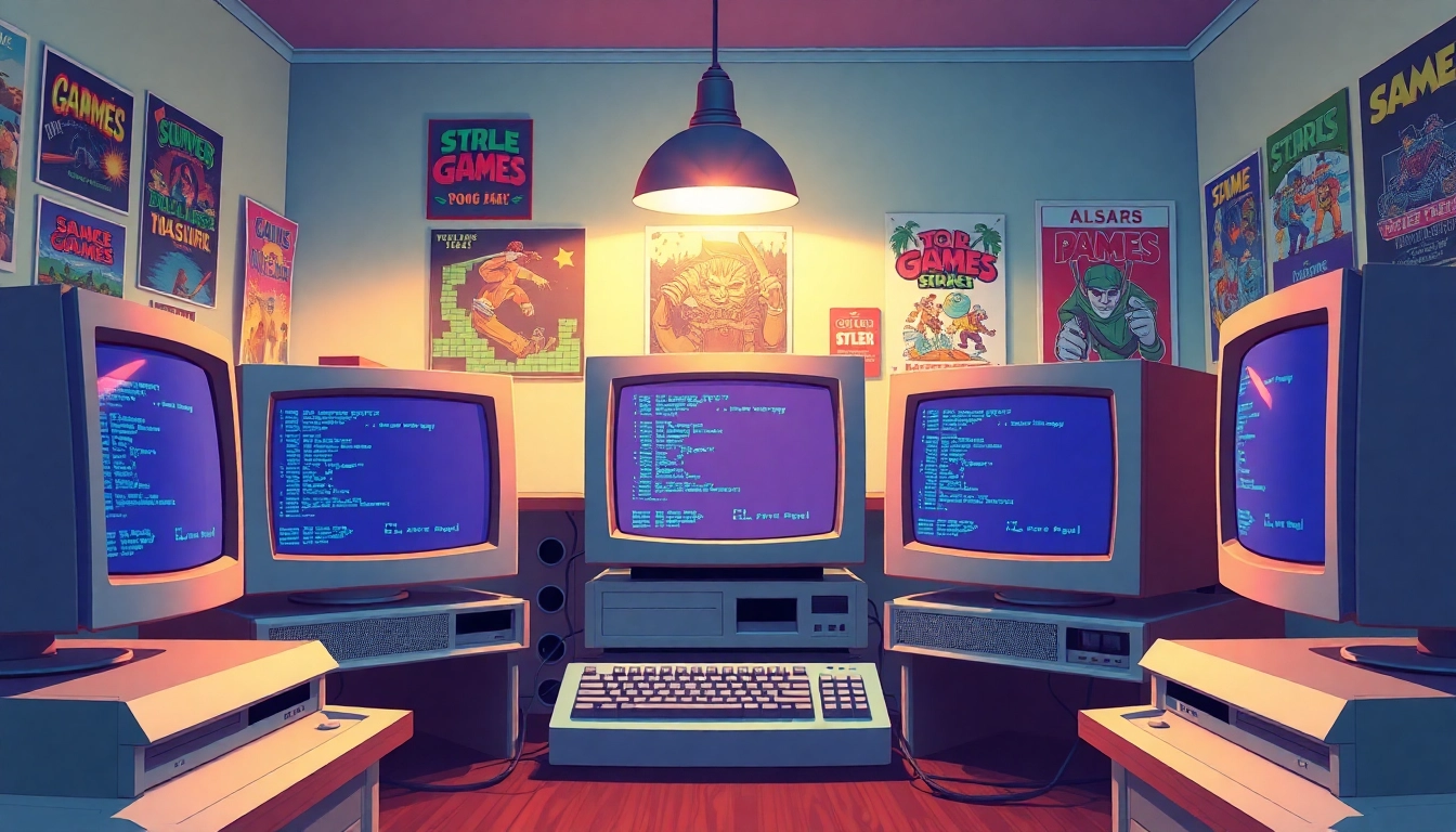Engage with classic titles as you play DOS games in a vintage gaming room atmosphere.