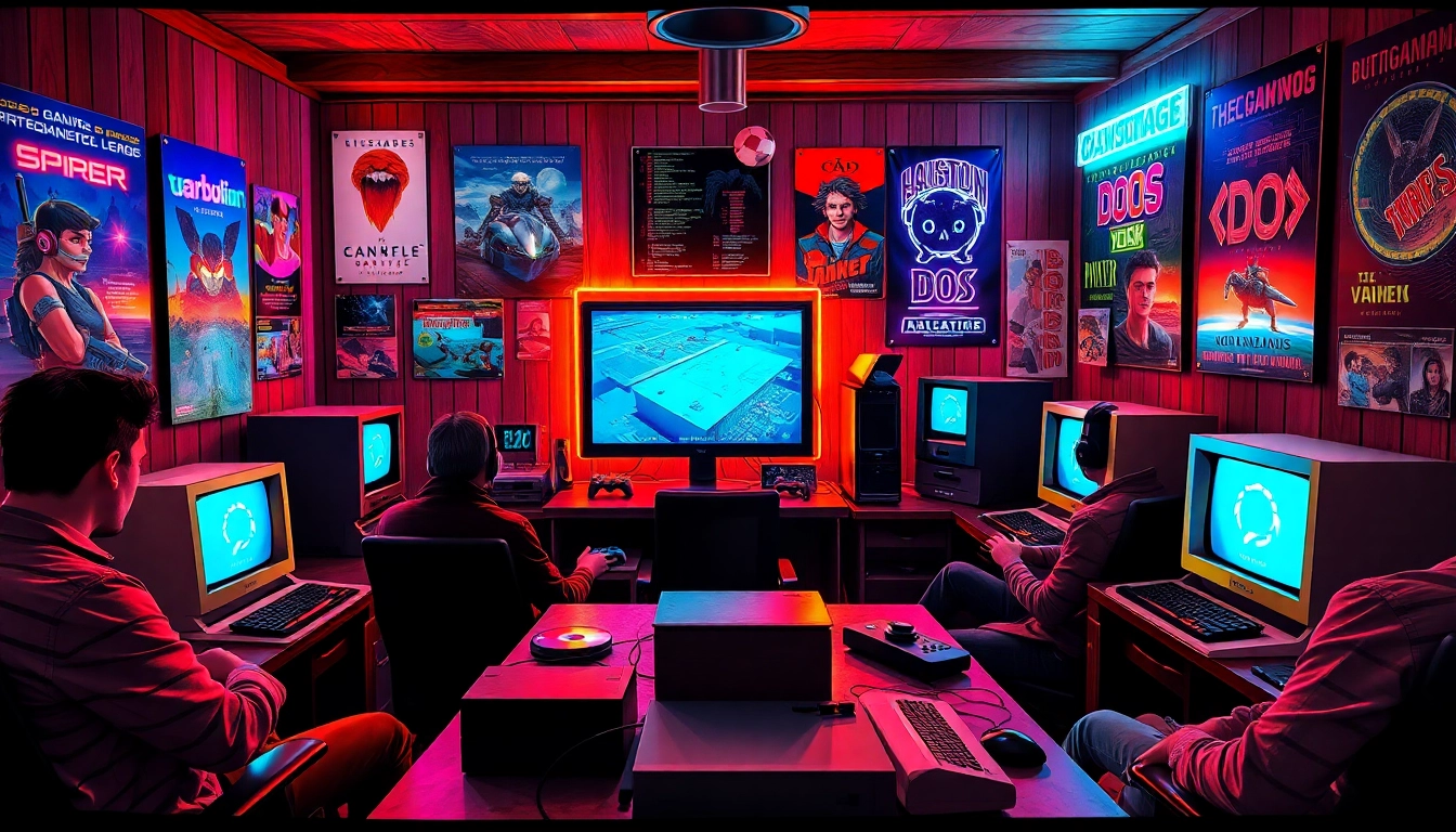 Engage with nostalgic gameplay as you play DOS games in a vibrant lounge setting.