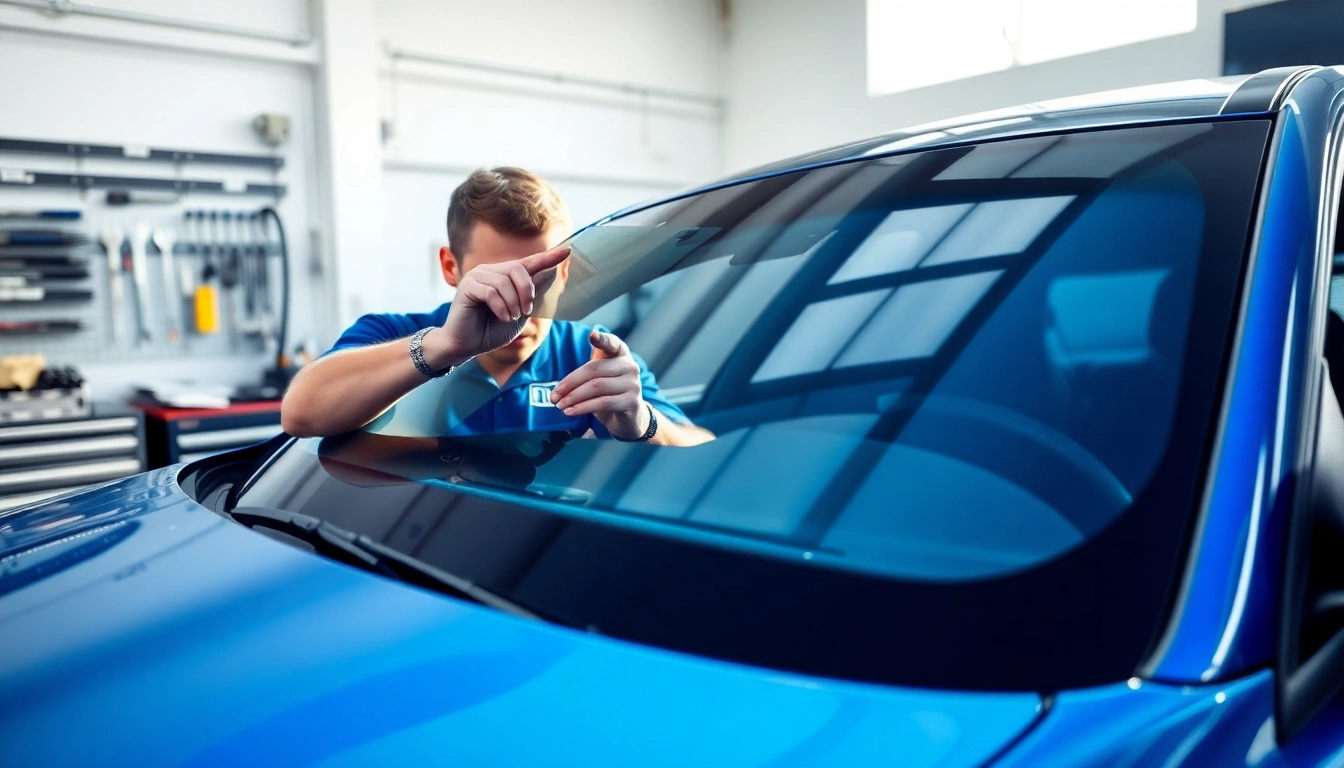 Enhance your vehicle with expert window tinting Southampton service, showcasing a technician applying tint.