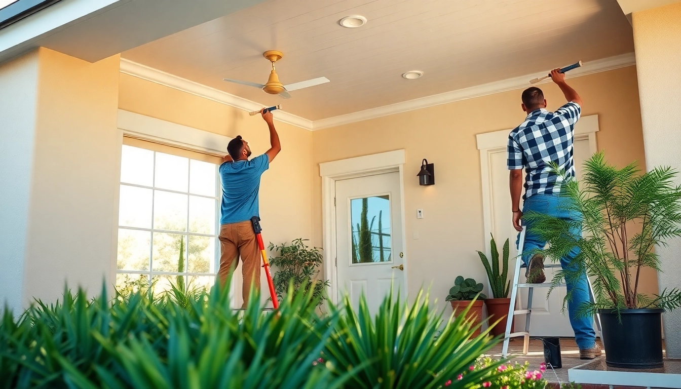 Painter services in Anthem showcasing professionals painting a home with vibrant colors.