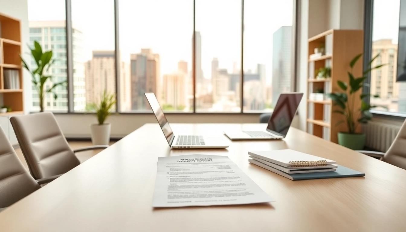 Streamlined office for rental property management showcasing organization and professionalism.