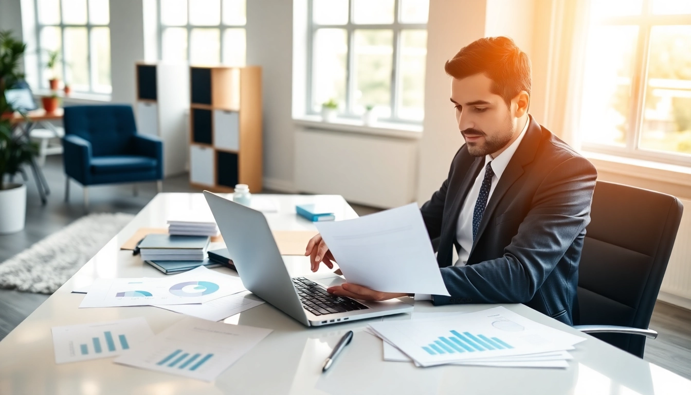 Calculate your finances using a debt payoff calculator with the help of a financial consultant in a bright office.