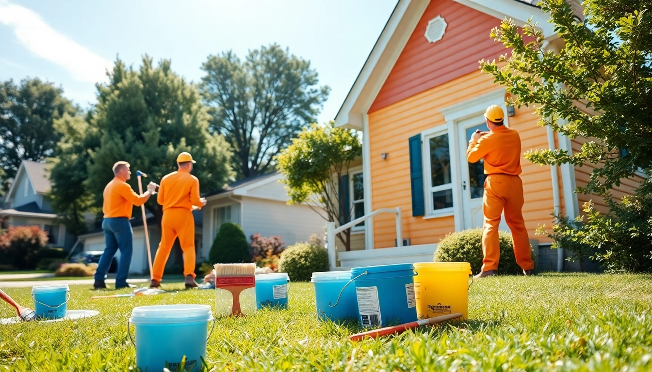 exterior painters minneapolis painting a house in a sunny neighborhood