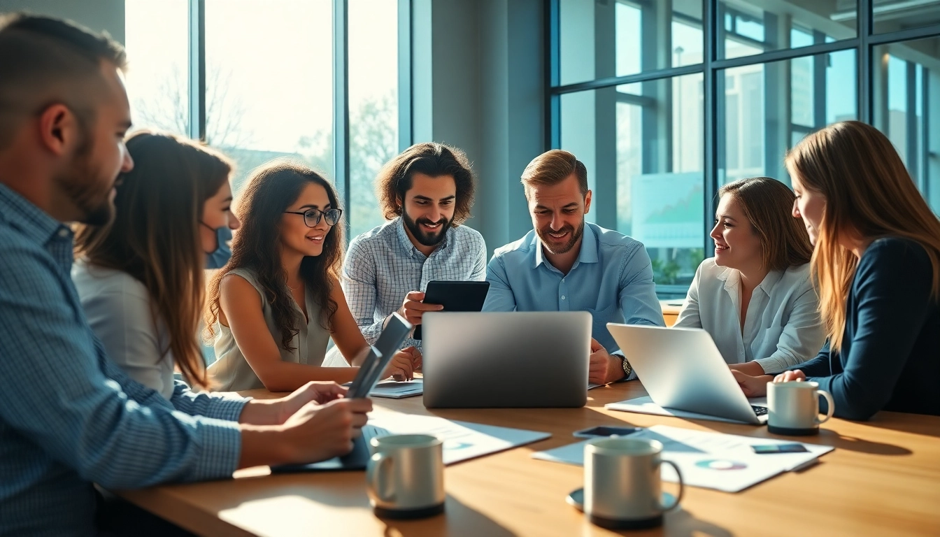 Team brainstorming for strategies at Claymore Partners in a vibrant office environment.