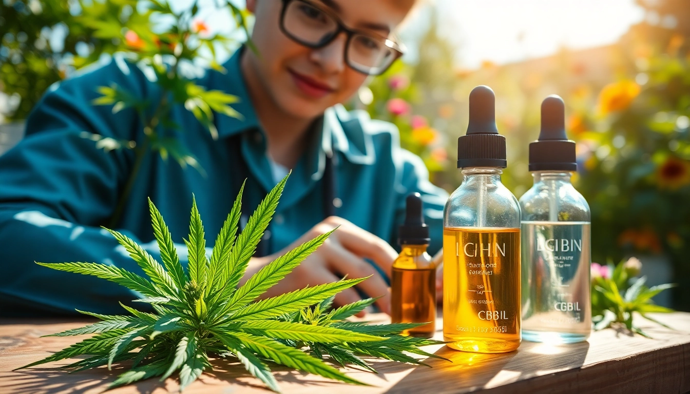Explore the benefits of cbd organics with an herbalist amidst a serene garden.