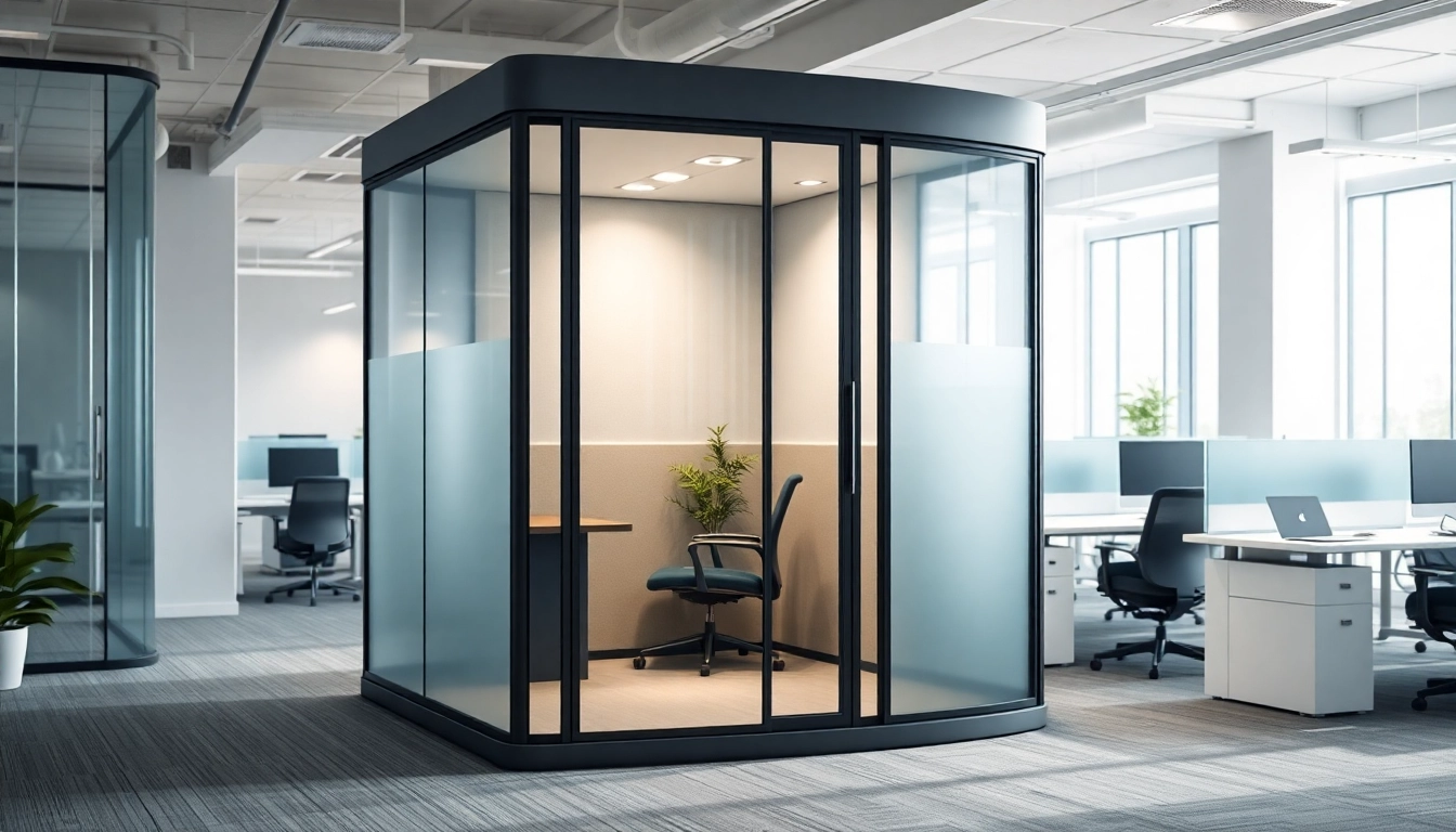 Enhance productivity in a soundproof office booth designed for modern workspaces.