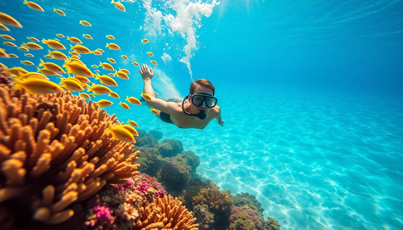 Witness the beauty of snorkeling puerto rico with an underwater diver exploring vibrant coral reefs.