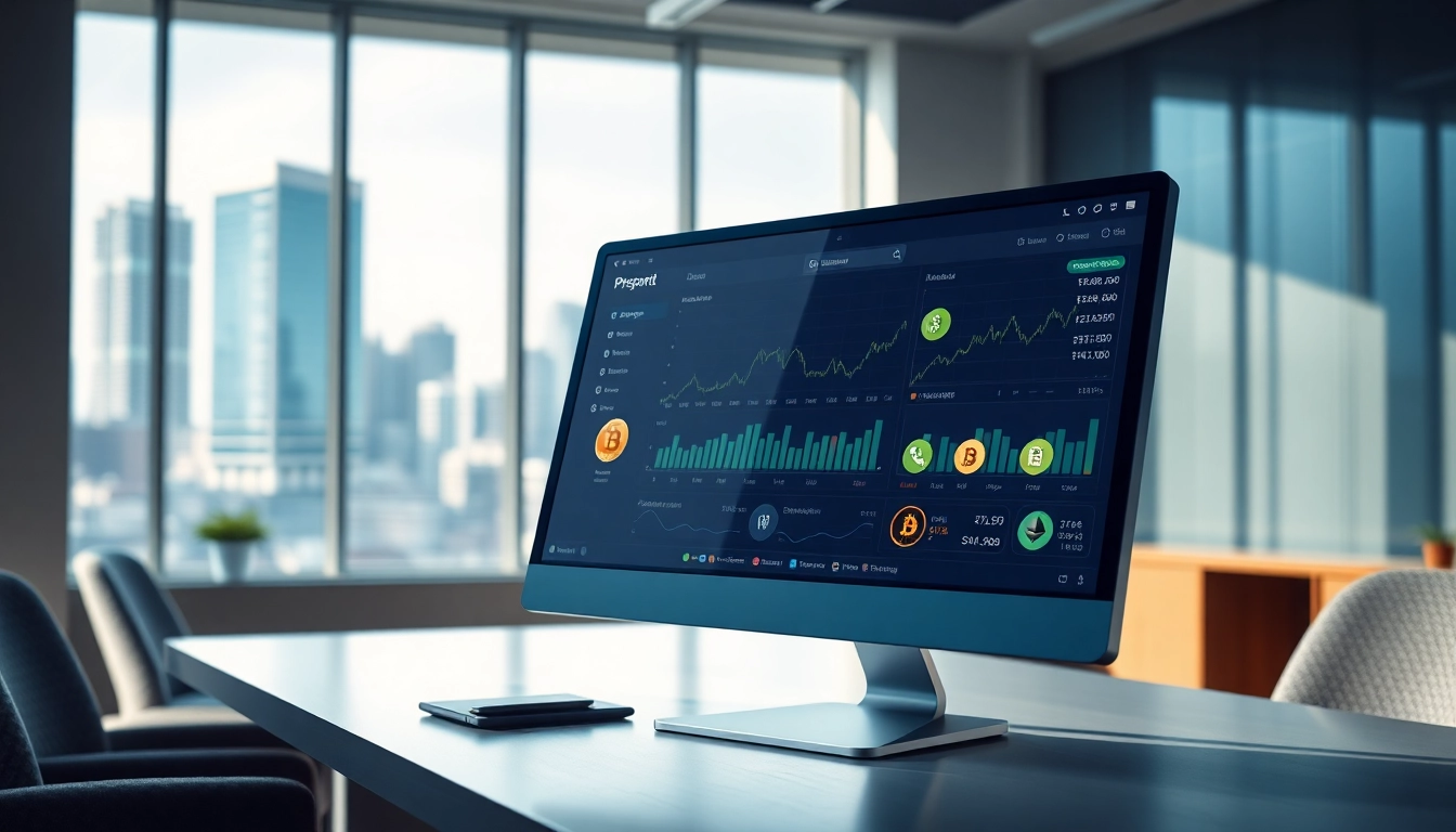 Experience the features of the guarda wallet through a professional interface in a modern office.