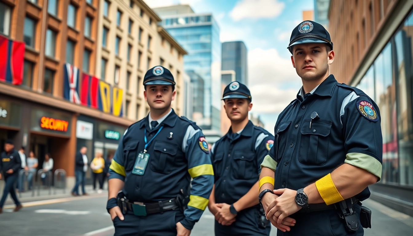 Security Guards Leeds standing vigilantly in urban environment showcasing professionalism and readiness.