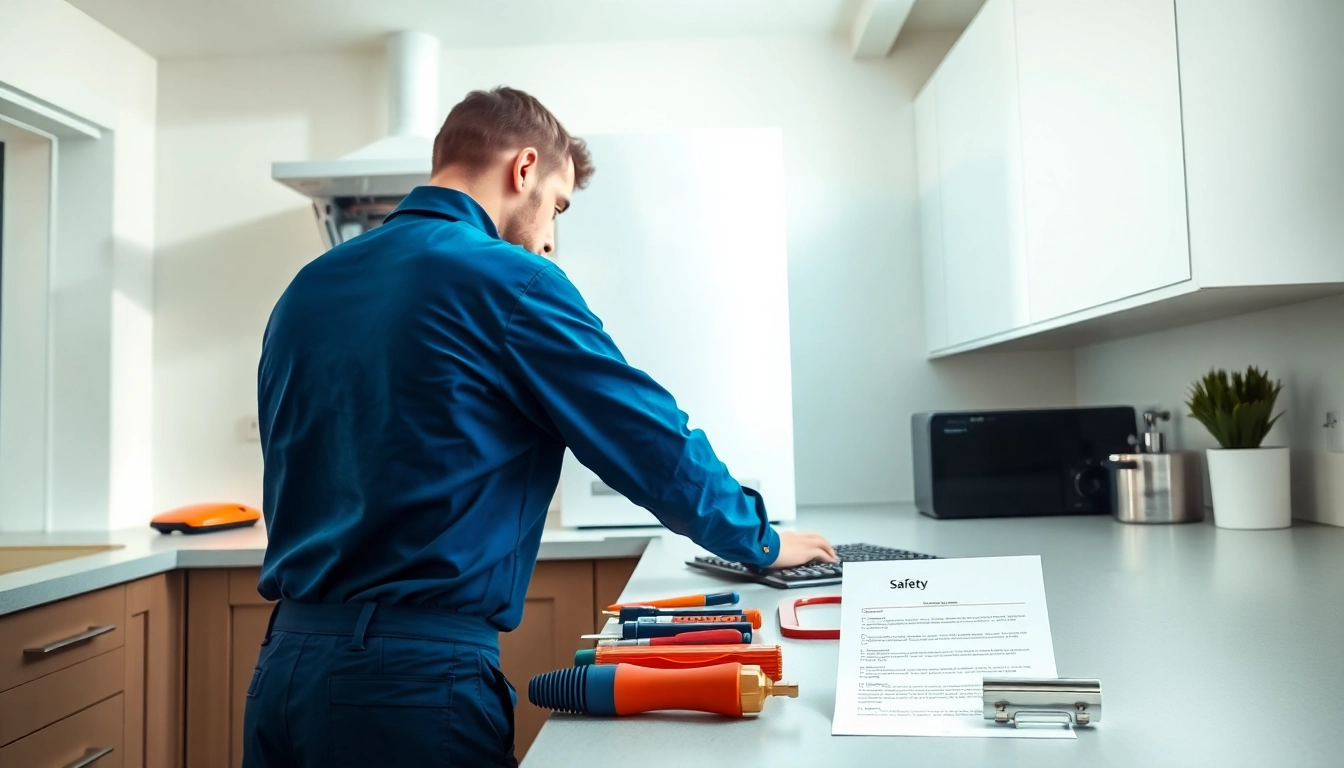 Gas engineer Bristol performing a boiler installation with precision and care in a modern kitchen.