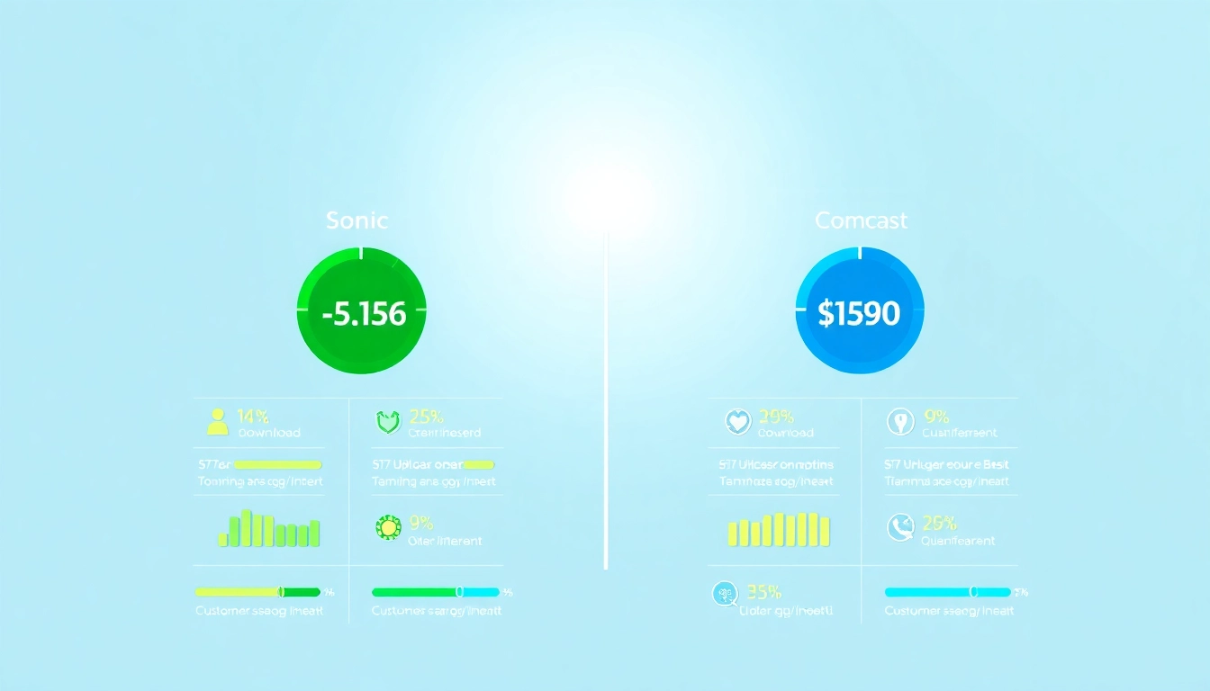 Compare Sonic vs Comcast highlighting key features and performance differences.