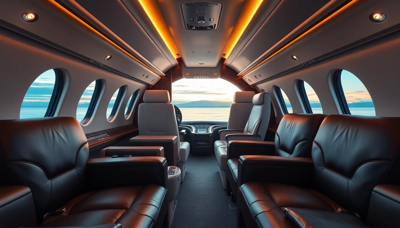 Experience the elegance of customized luxury aviation within a lavish private jet interior.