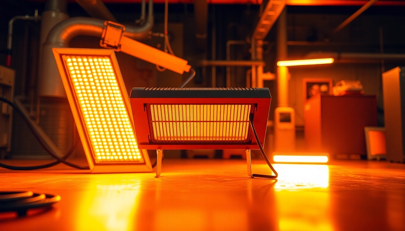 Efficient infrared heating lamp delivering targeted warmth in an industrial setting.
