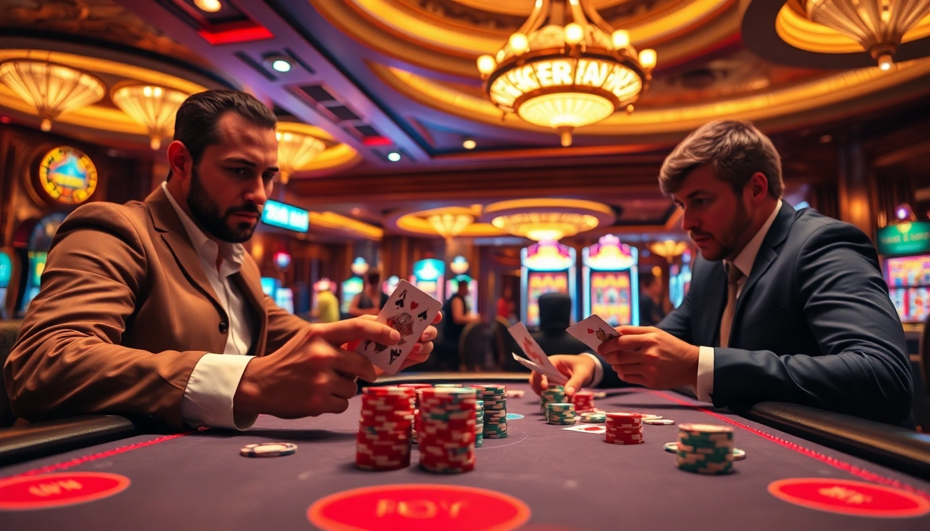Menggambarkan suasana judi online di https://qqmacan.id dengan permainan poker yang menegangkan.