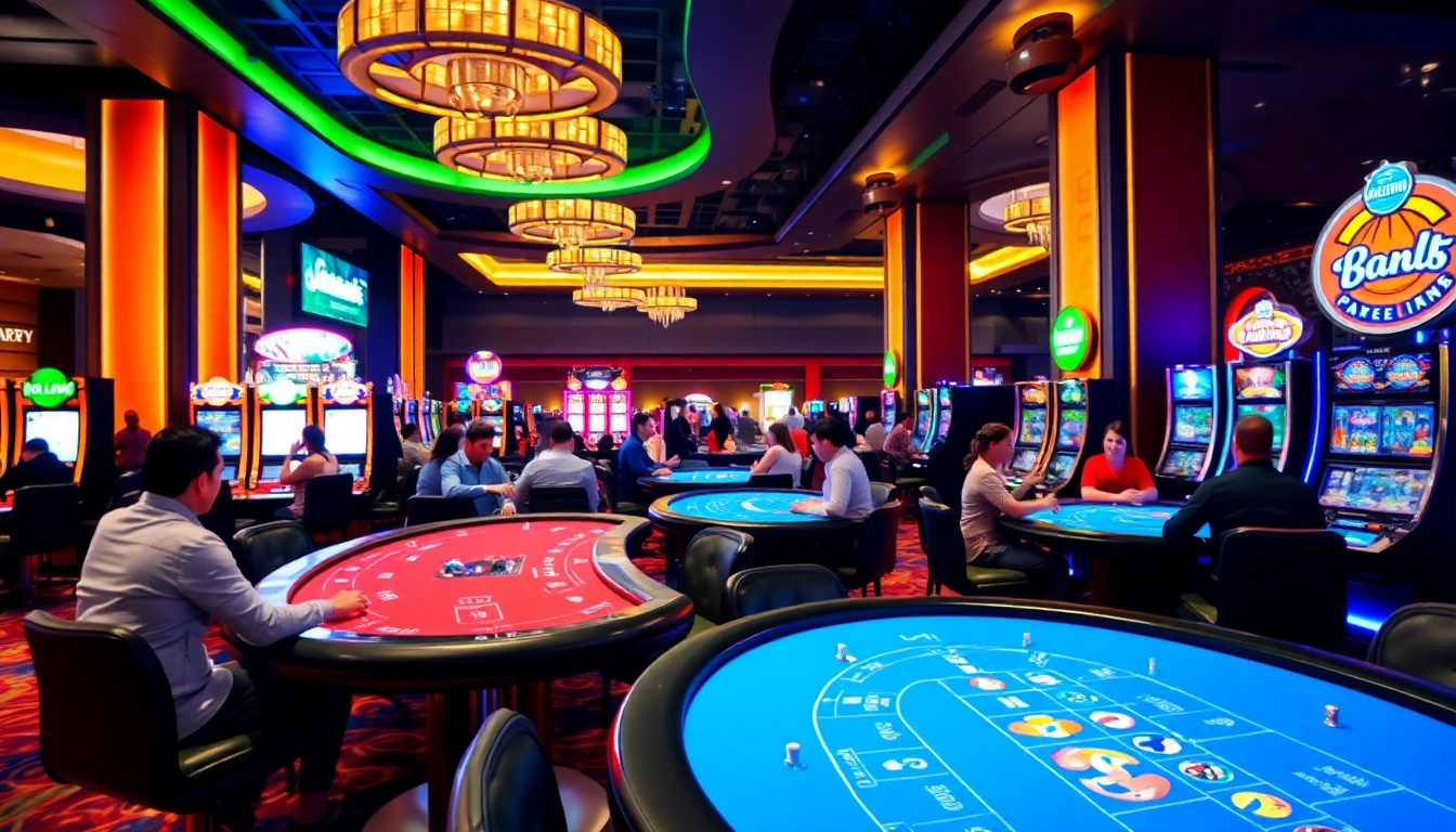 Engaging scene of a licensed casino with players enjoying games and vibrant decor.