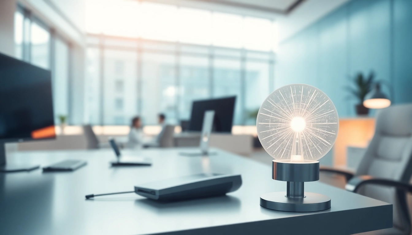 Quasar light showcasing modern workspace design and style in a professional setting.
