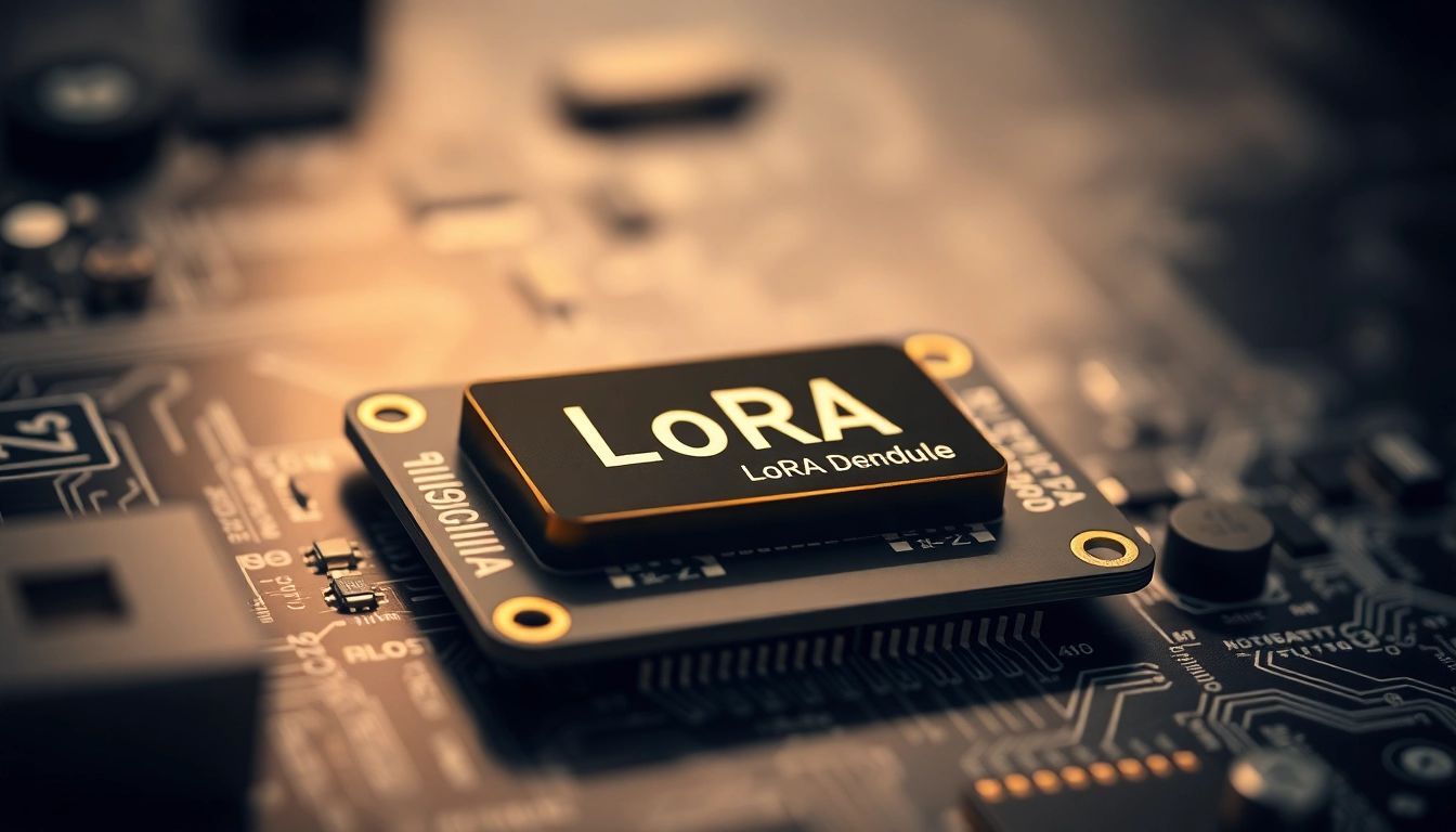 A clear view of a LoRa module on a circuit board, emphasizing its compact design and functionality.