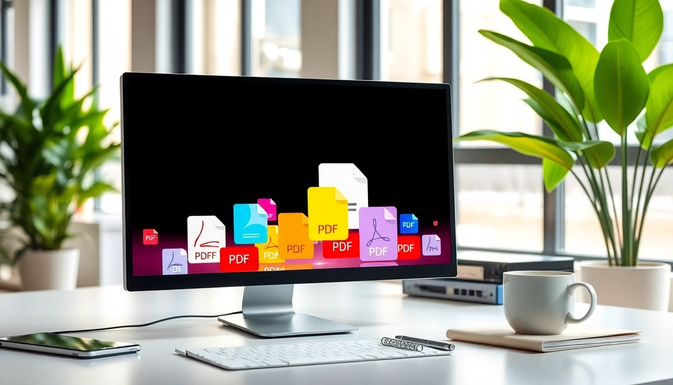 Merge pdf documents seamlessly with a bright digital workspace showcasing productivity.