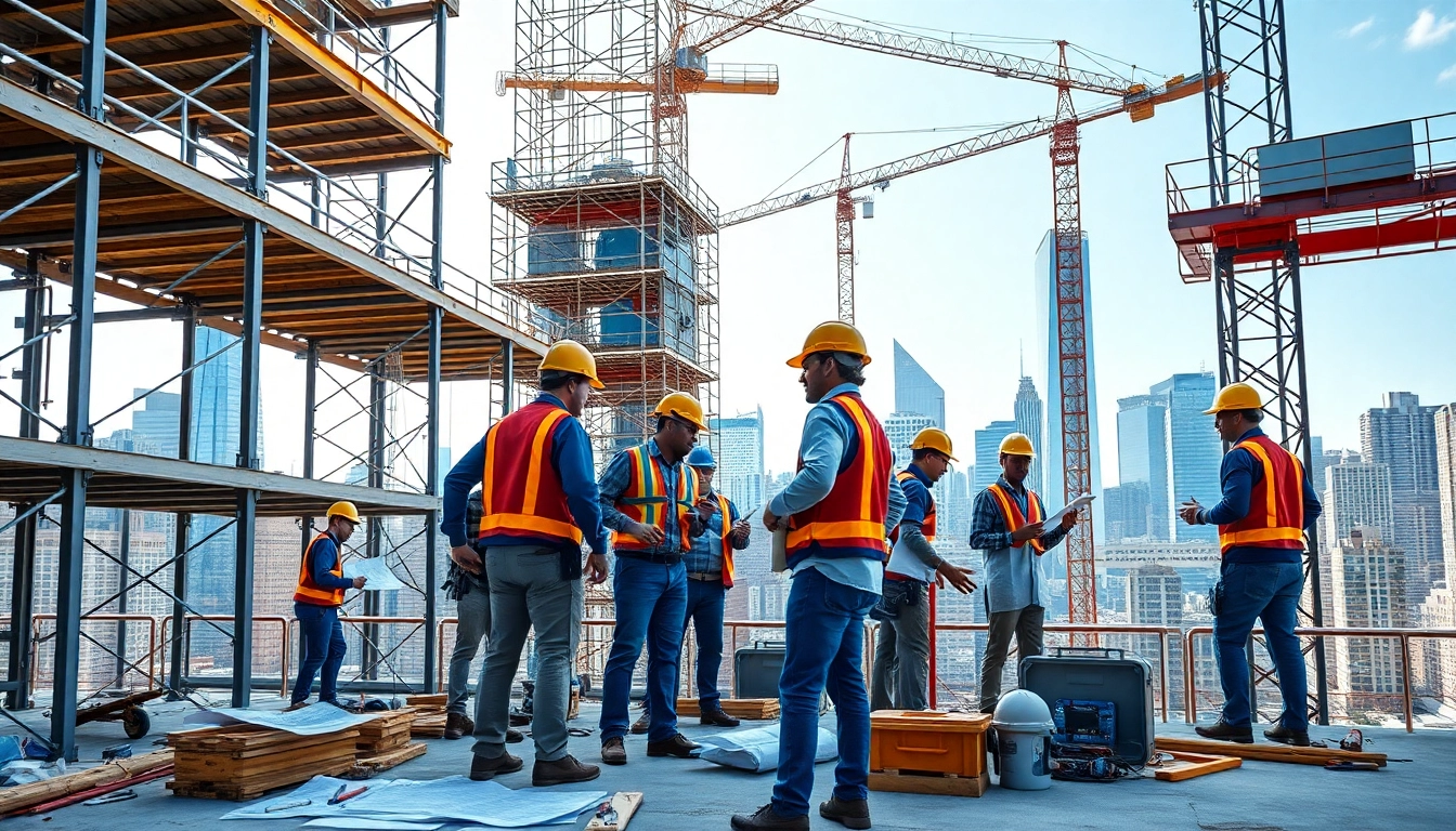 Manhattan General Contractor leading a dynamic construction team amidst the vibrant city skyline.