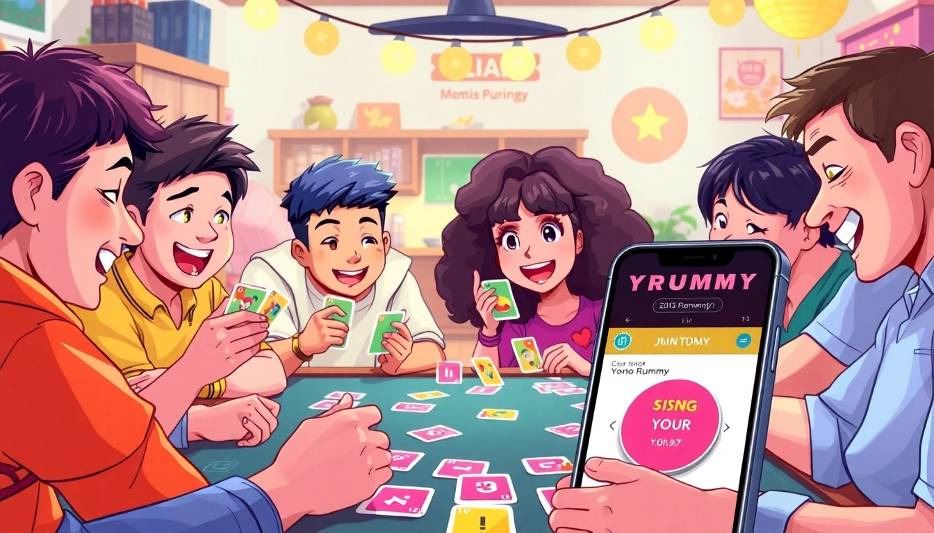 Experience YONO RUMMY gameplay with vibrant colors and lively player interactions.