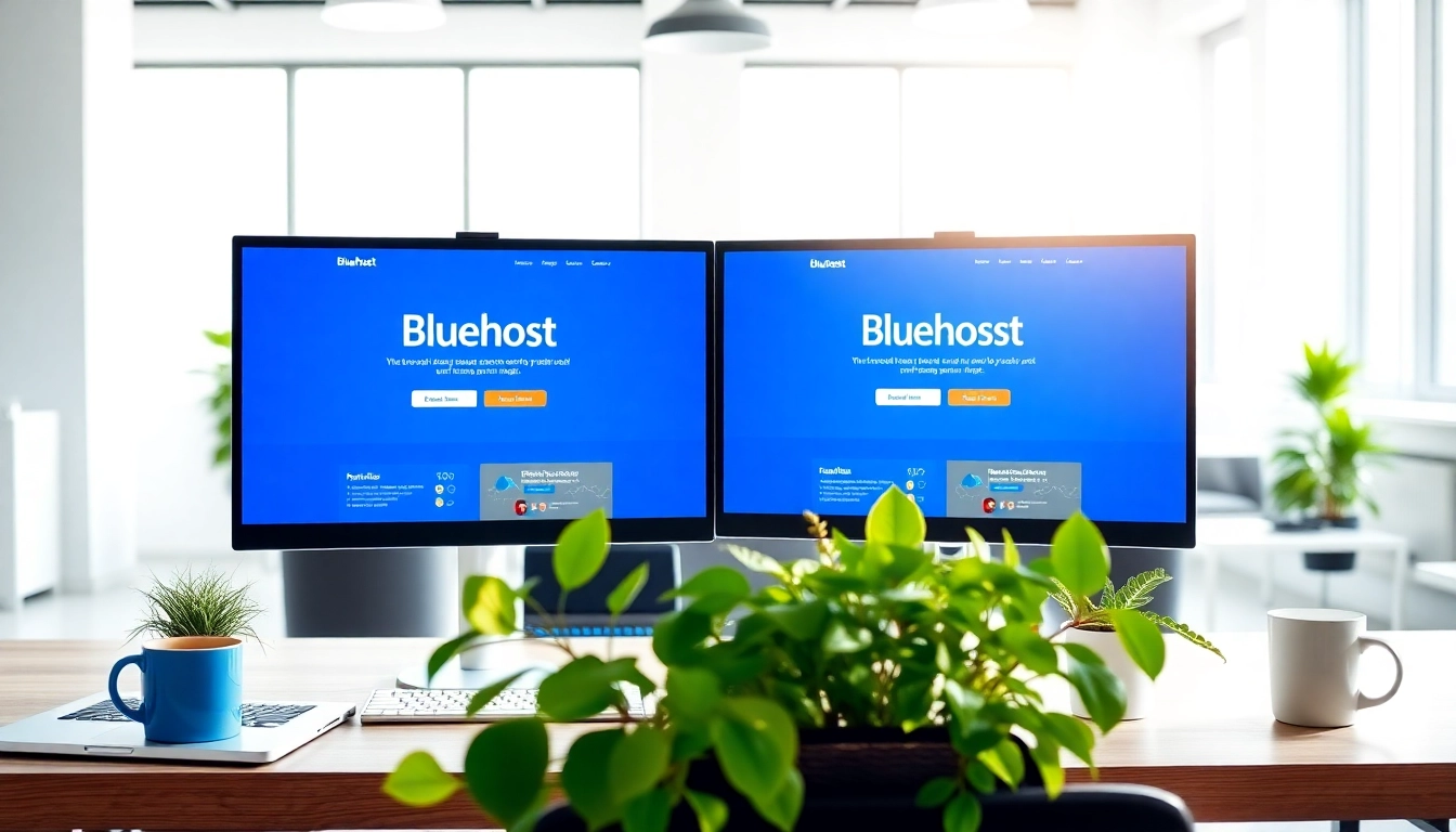 Building a successful website with Bluehost in a modern office setup.