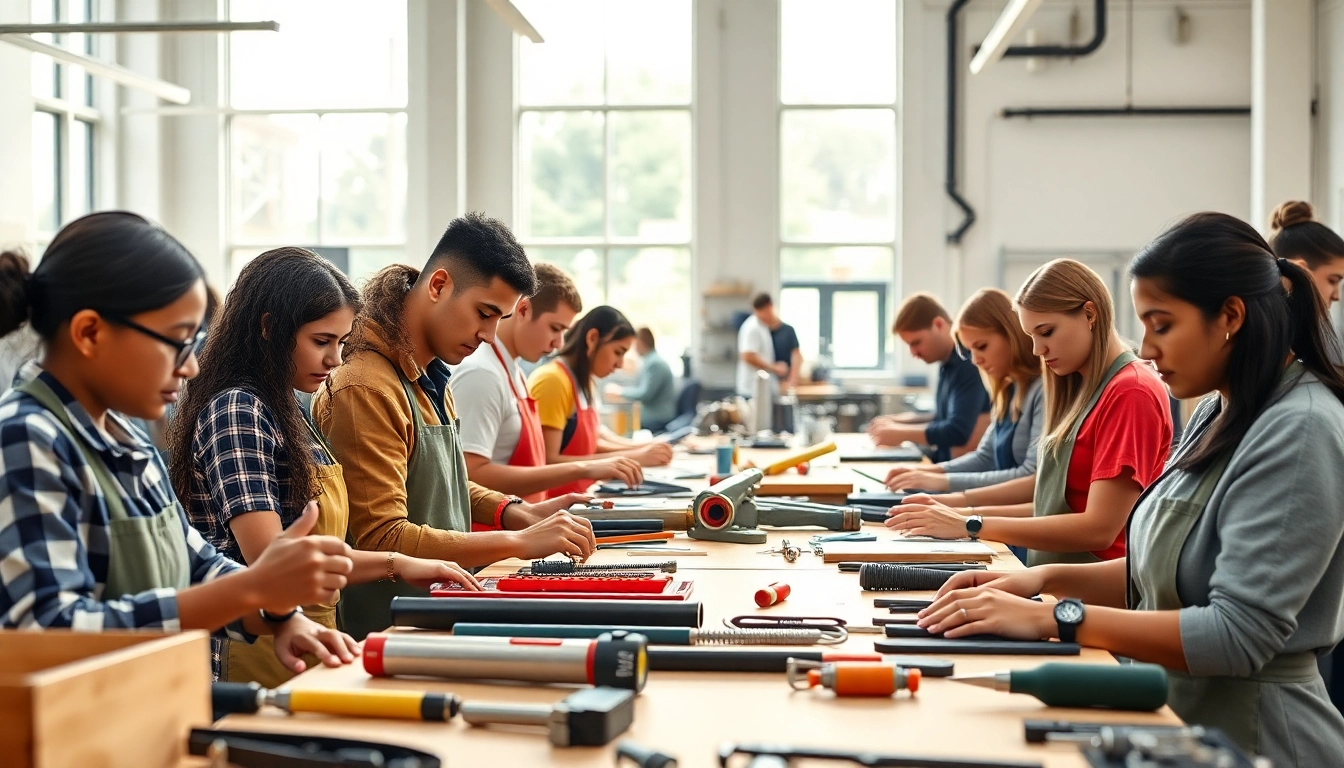 Students learning vocational skills at Trade School Knoxville TN in a vibrant classroom setting.