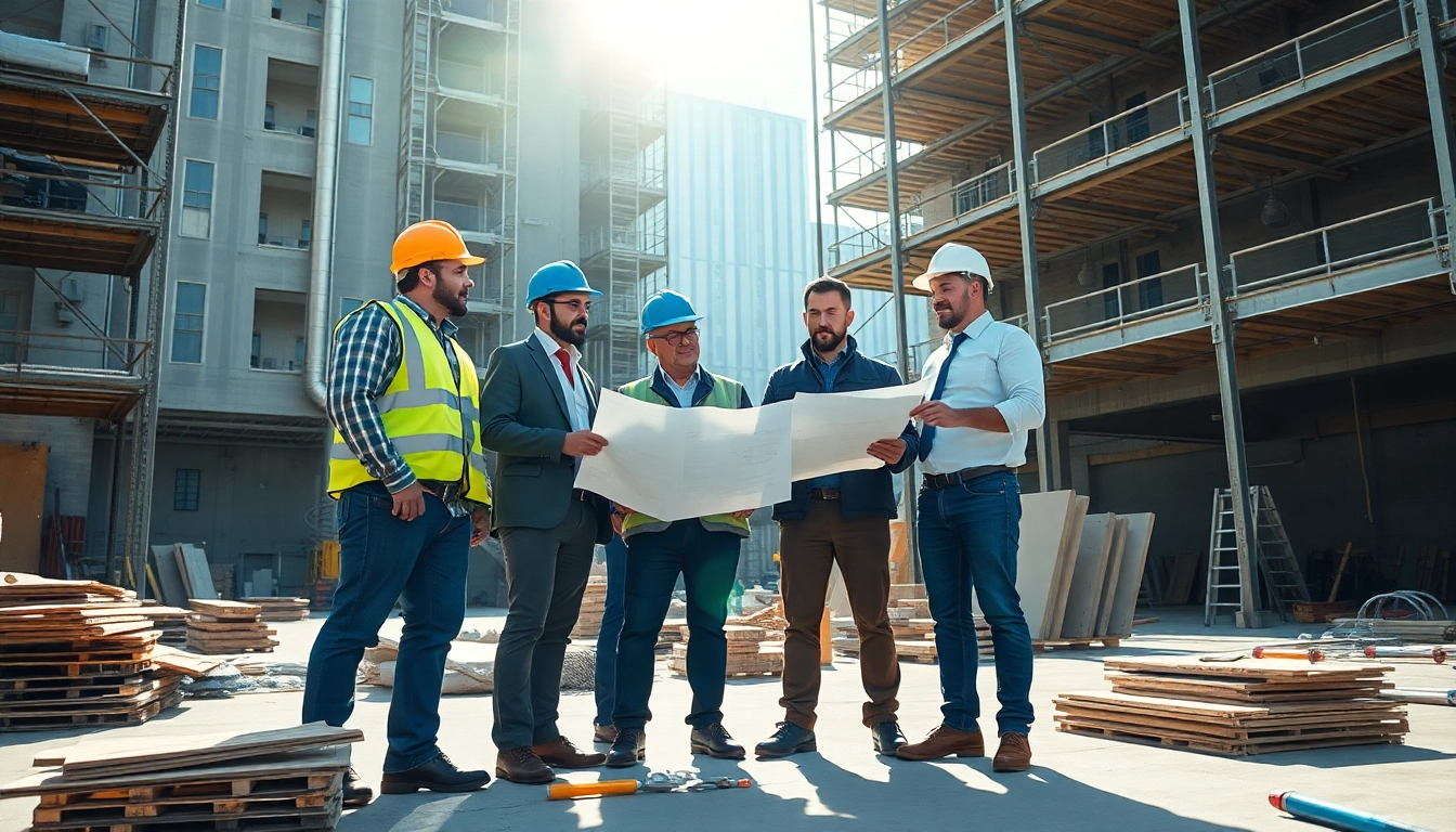 Collaborative discussion by the southern california contractors association on a construction site.