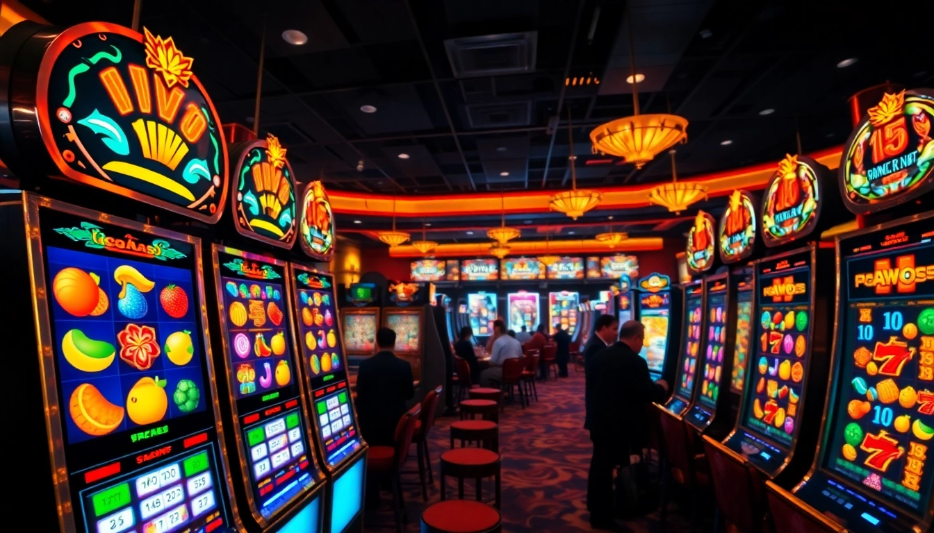 Menangkan qqmacan slot dengan mesin slot yang berwarna-warni dan ramai di kasino.
